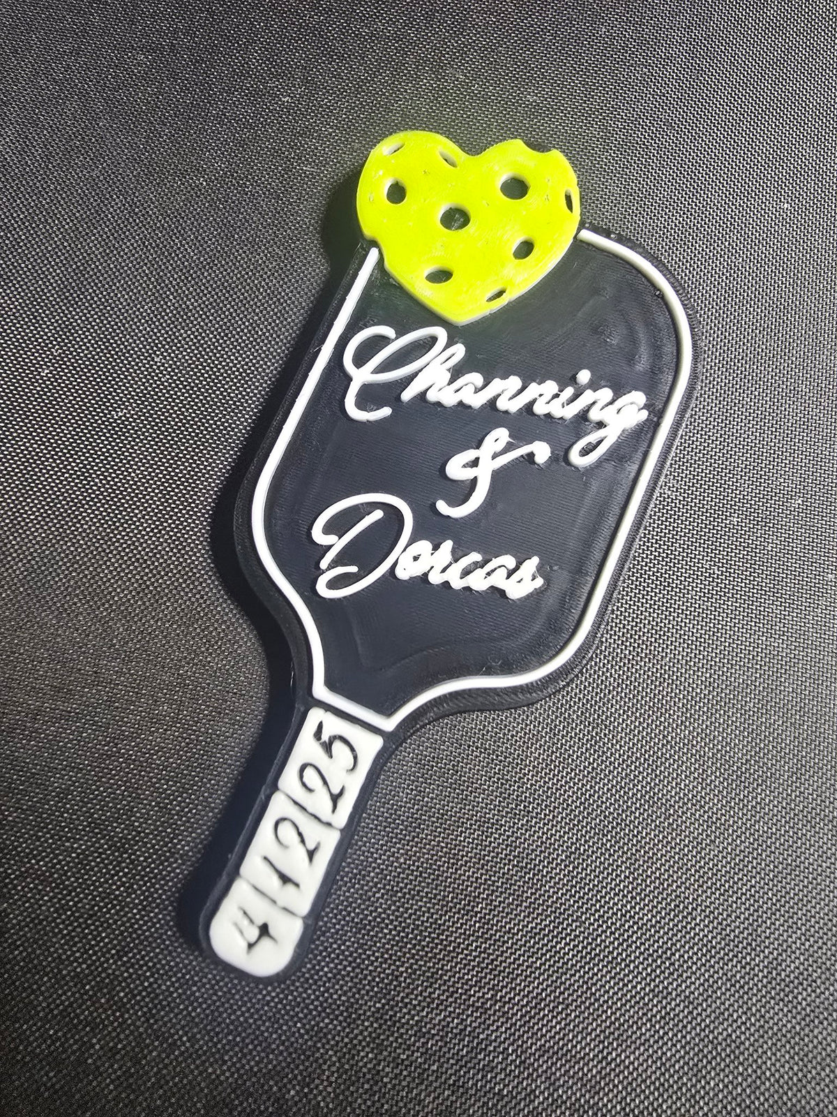 Alternate angle of the personalized wedding favor magnet