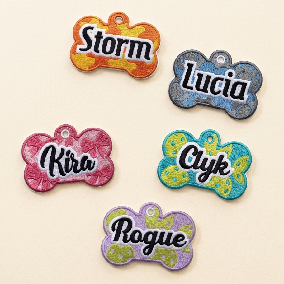 Personalized custom Dog ID Tag, 3D Print Embroidery Style Dog Tag, Dog name tag