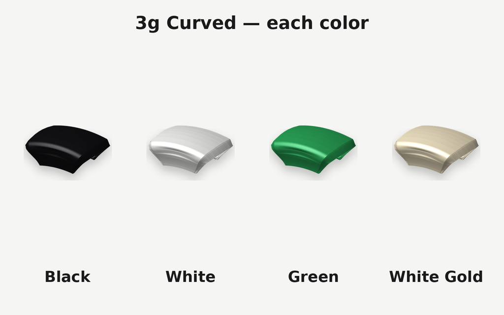 3g Curved clip in Black, White, Green, White Gold