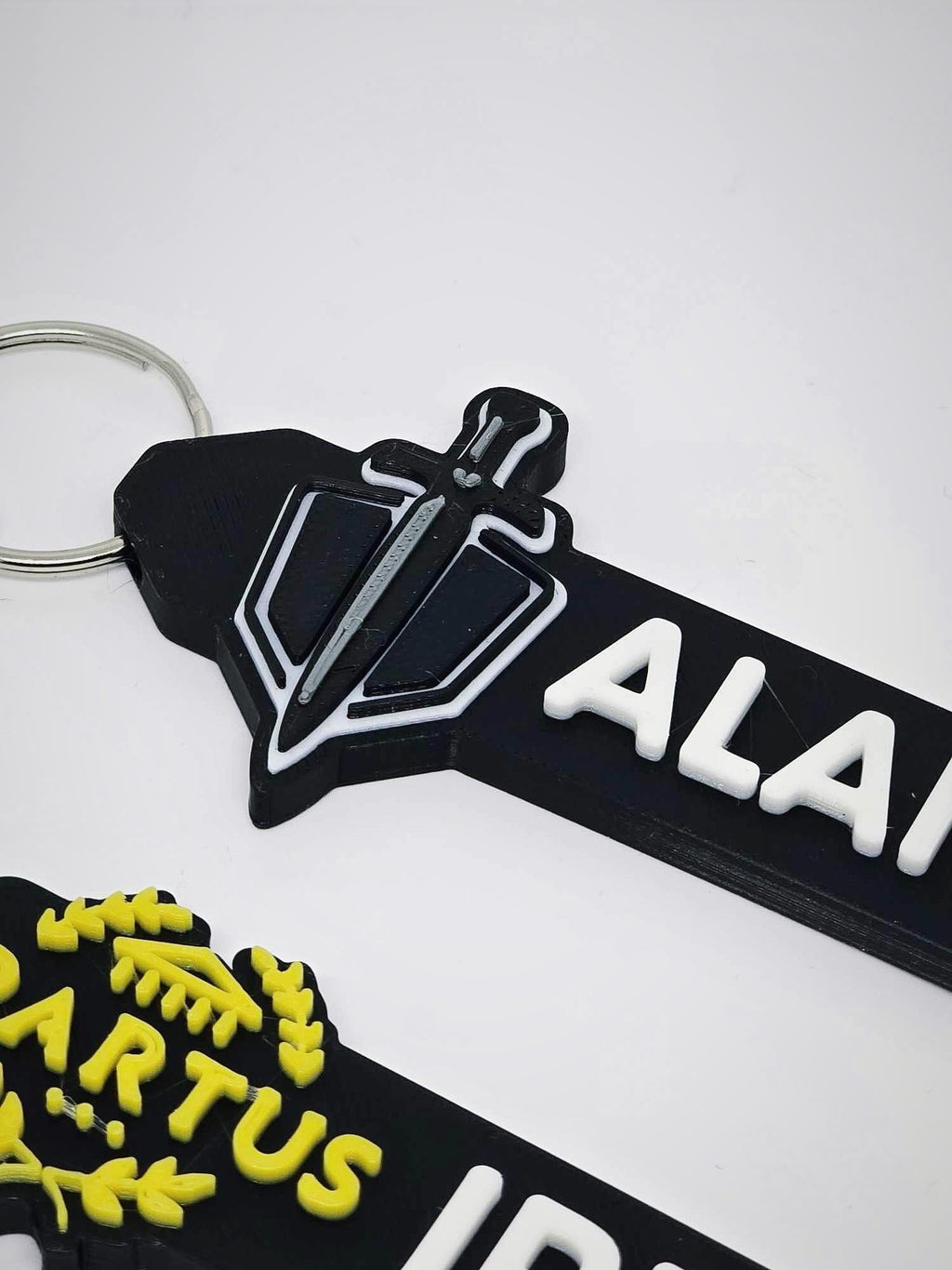 ALAN personalized keychain name tag close-up