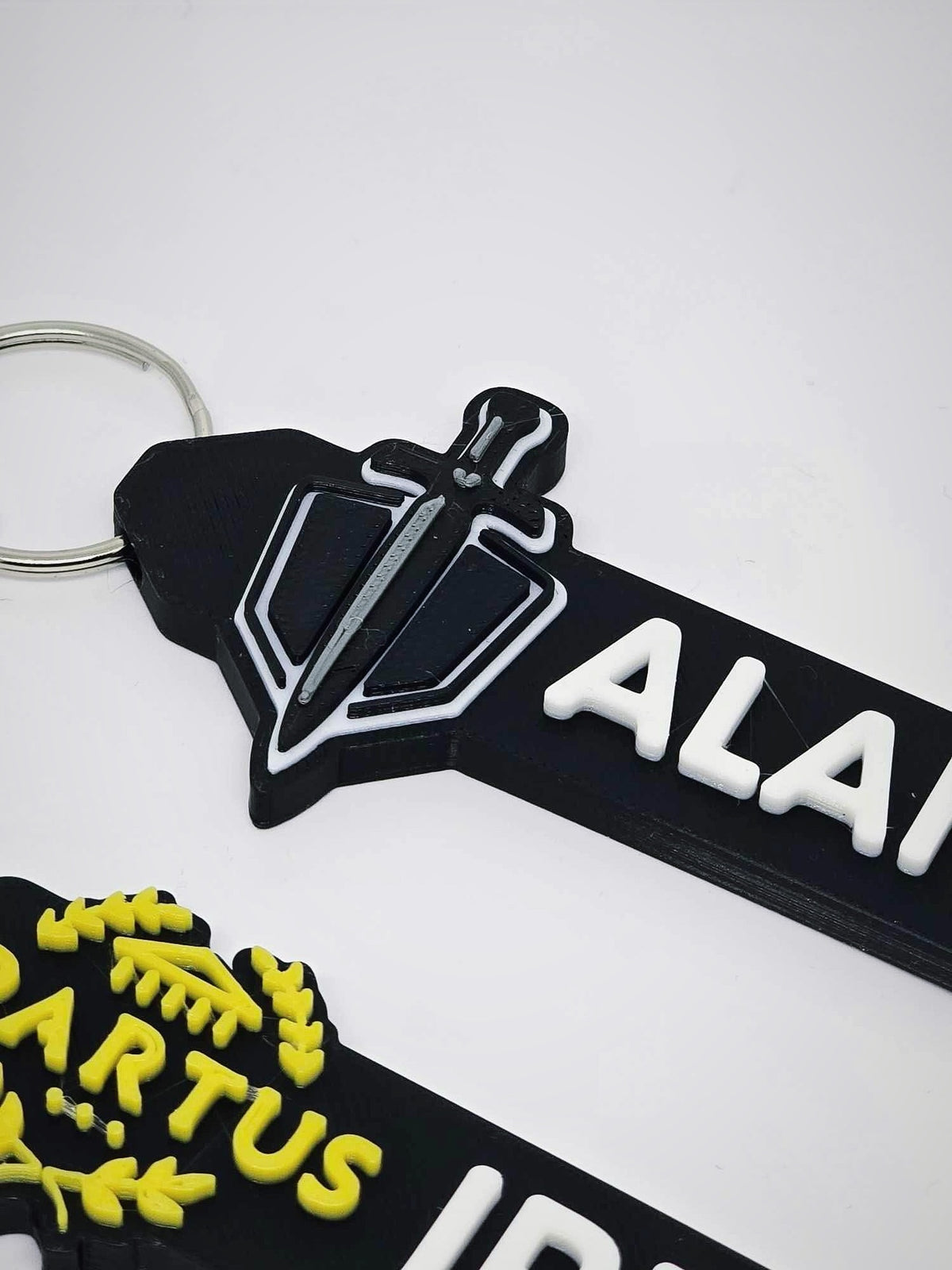 ALAN personalized keychain name tag close-up