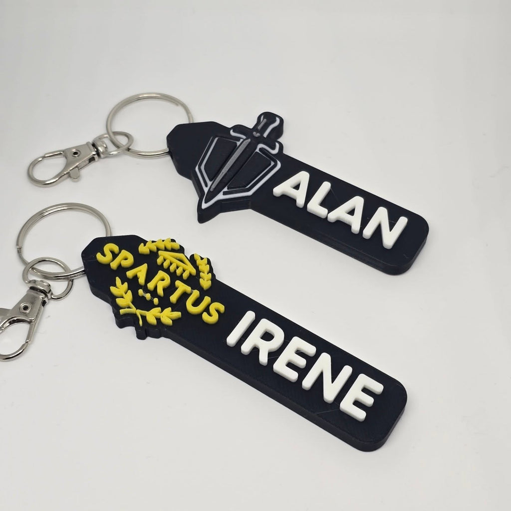Finished ALAN and SPARTUS/IRENE keychains with rings