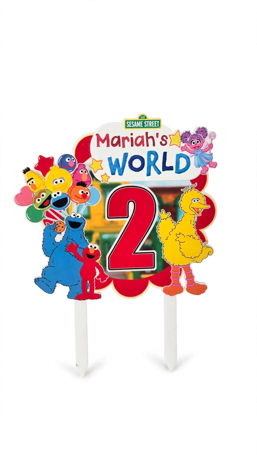 Sesame Street personalized cake topper, Mariah's World age 2