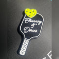 Personalized pickleball wedding favor magnet, custom names and date (square)